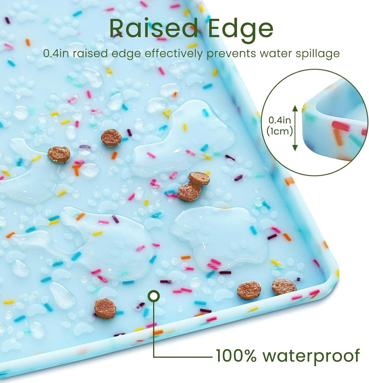 Ptlom Dog Food Mat Anti-Slip Dog Bowl Mats for Food and Water, Waterproof Pet Placemat Prevents