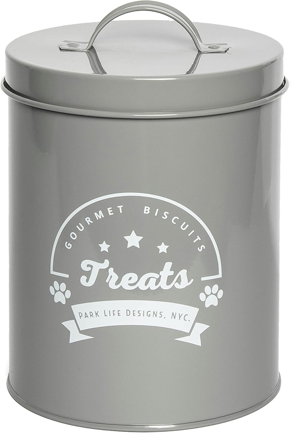 Park Life Designs - Metal Pet Treat Jar with Airtight Lid for Dogs, Cats, Puppies and More, Chic