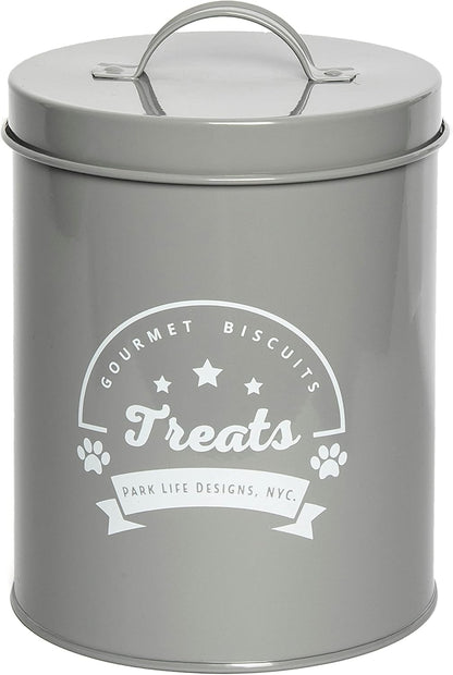 Park Life Designs - Metal Pet Treat Jar with Airtight Lid for Dogs, Cats, Puppies and More, Chic