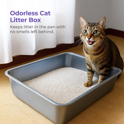 iPrimio Ultimate Stainless Steel XL Cat Litter Box - XL Litter Box for Big Cats - Large Cat Litter