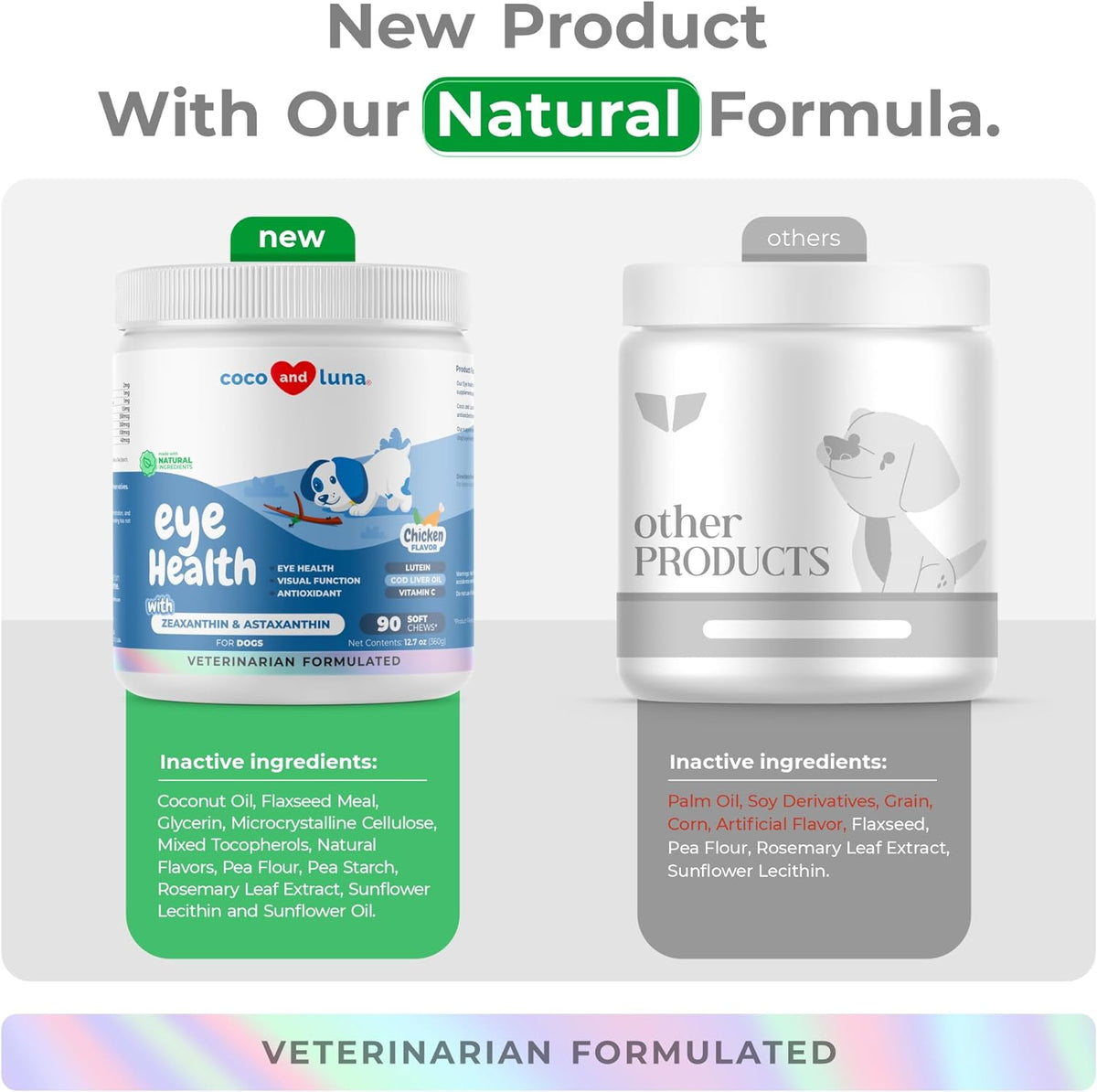 Eye Support for Dogs - 90 Soft Chews - Dog Supplements for Vision, Eye Vitamins for Dogs, with Cod