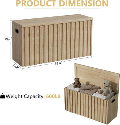 UEV Storage Bench Set of 2, 39.4" Wood Storage Trunk with 2 Safety Hinges, Sturdy Storage Chest