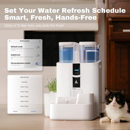 Daily Fresh Cat Water Fountain 10L/338oz Self Filling and Cleaning, Pet Water Dispenser with Filter