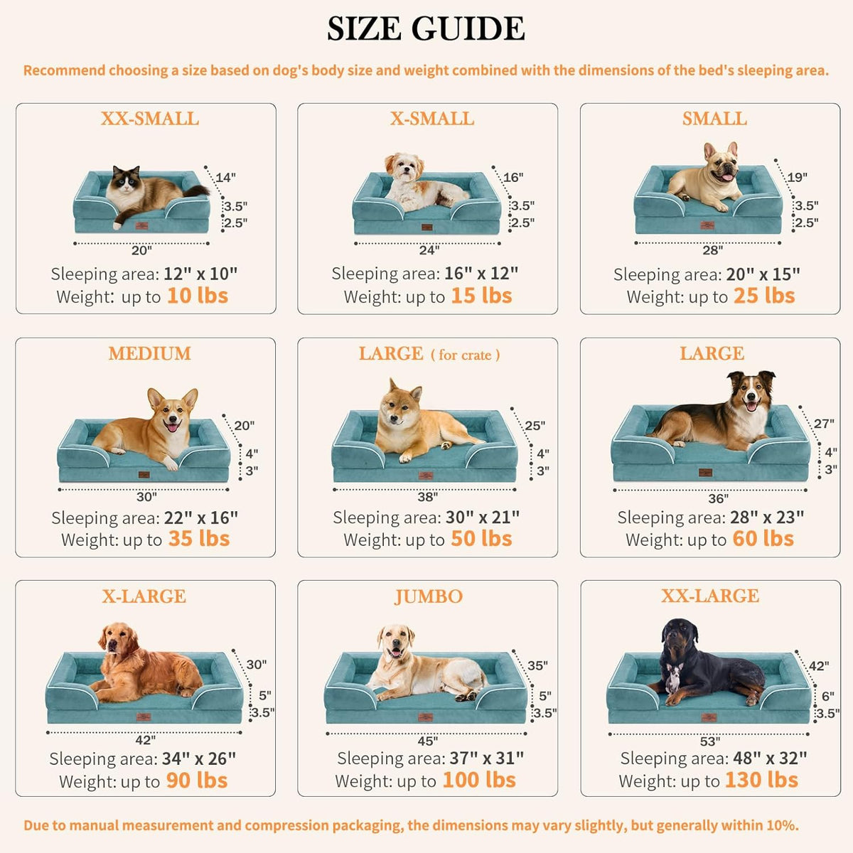 Comfort Expression Large Dog Beds Waterproof Orthopedic Foam Dog Sofa Beds Comfy Pet Bed with