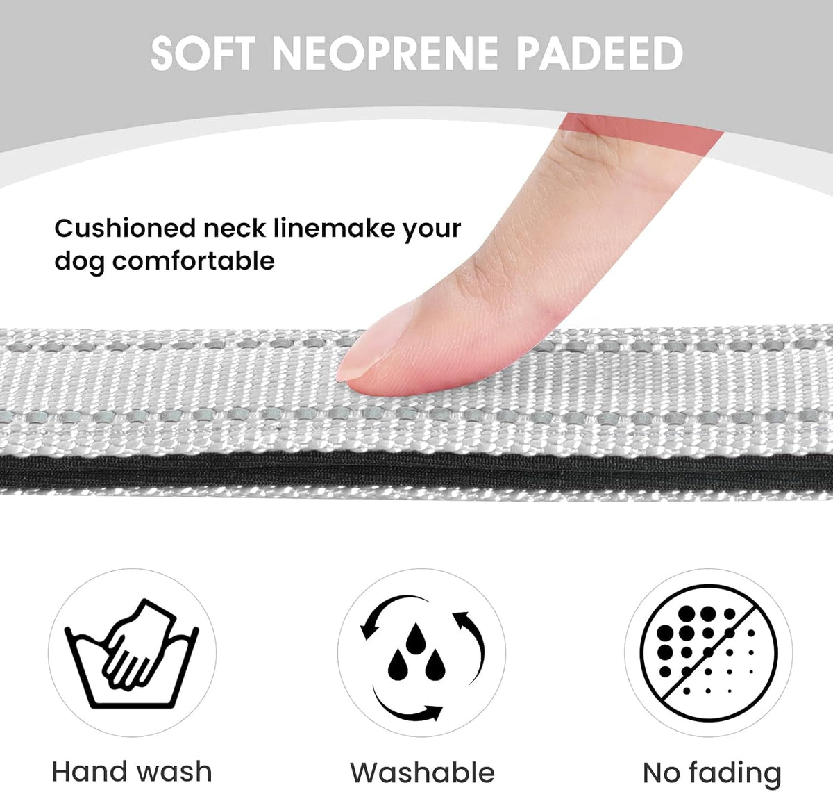 Reflective Dog Collar Padded with Soft Neoprene Breathable Quick Release Basic Dog Collars for
