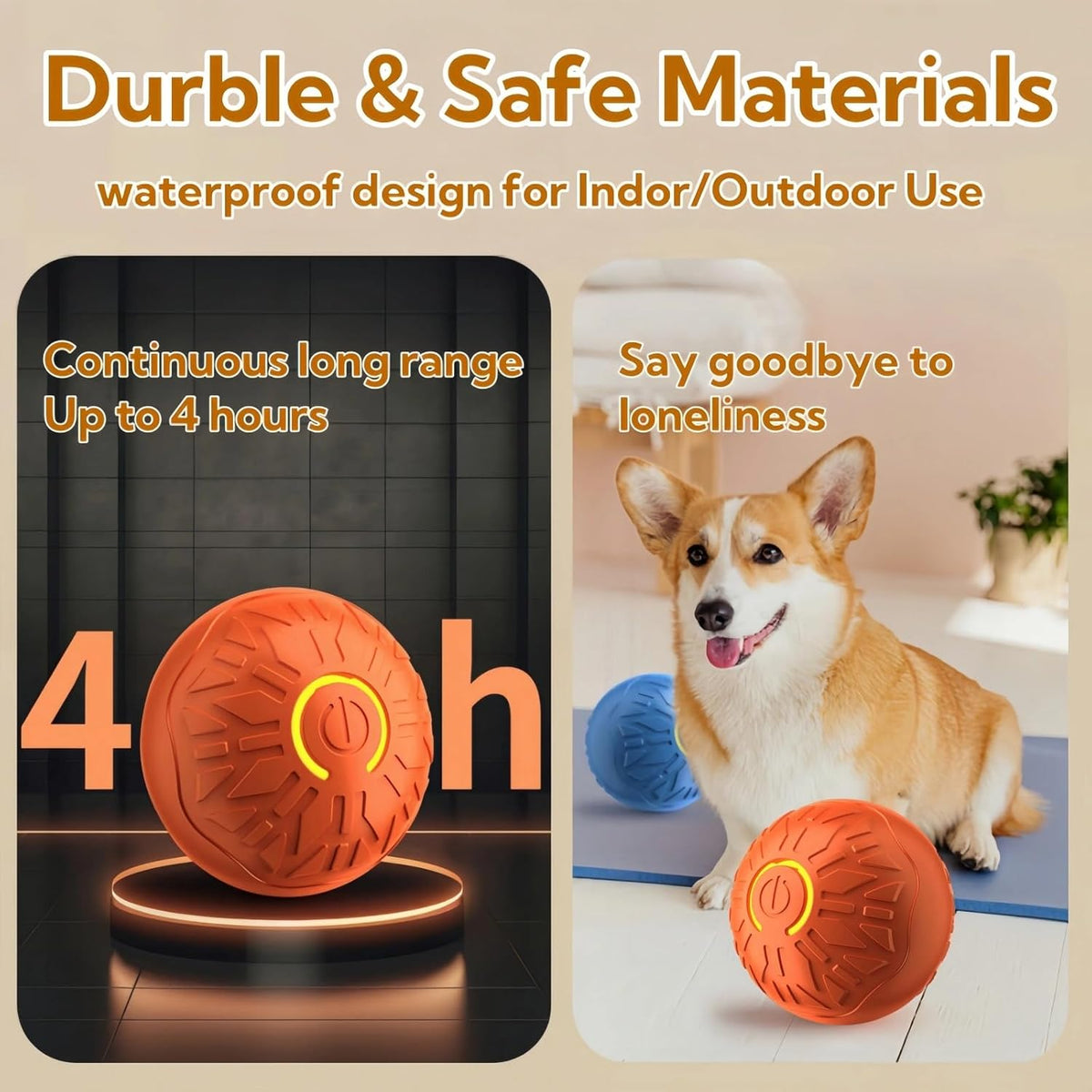 2025 New Interactive Dog Toys Dog Balls,Durable Motion Activated Automatic Rolling Ball Toys