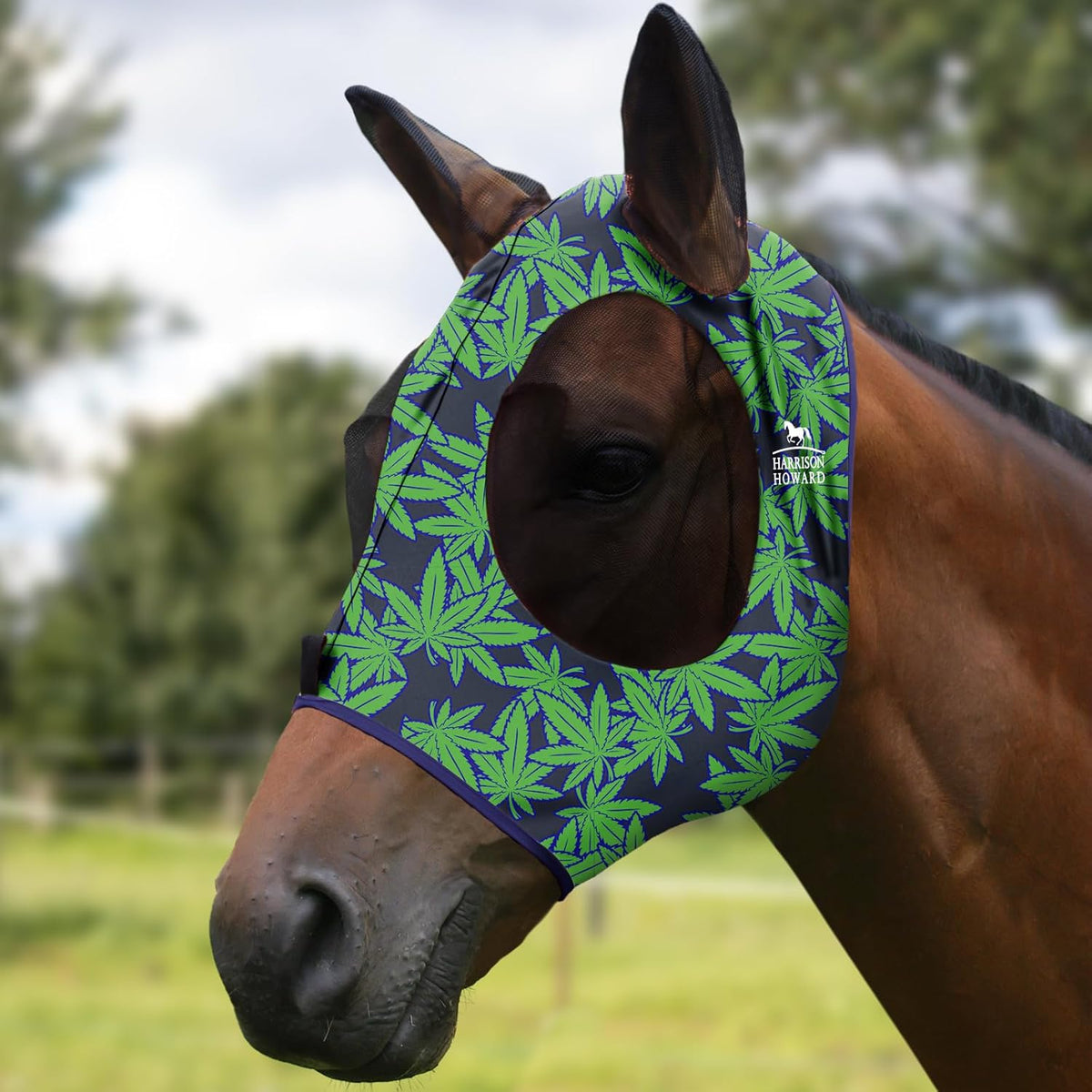 Harrison Howard Super Comfort Stretchy Fly Mask Large Eye Space with UV Protection Soft on Skin