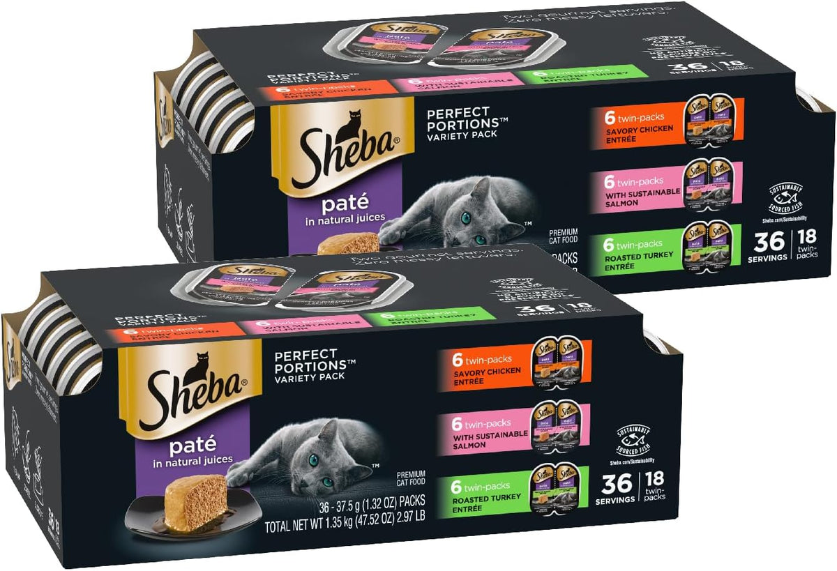 Sheba Perfect Portions Wet Cat Food Pate Savory Chicken, with Sustainable Salmon, and Roasted