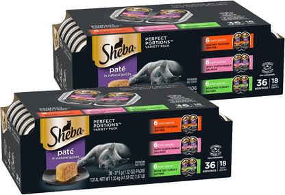 Sheba Perfect Portions Wet Cat Food Pate Savory Chicken, with Sustainable Salmon, and Roasted