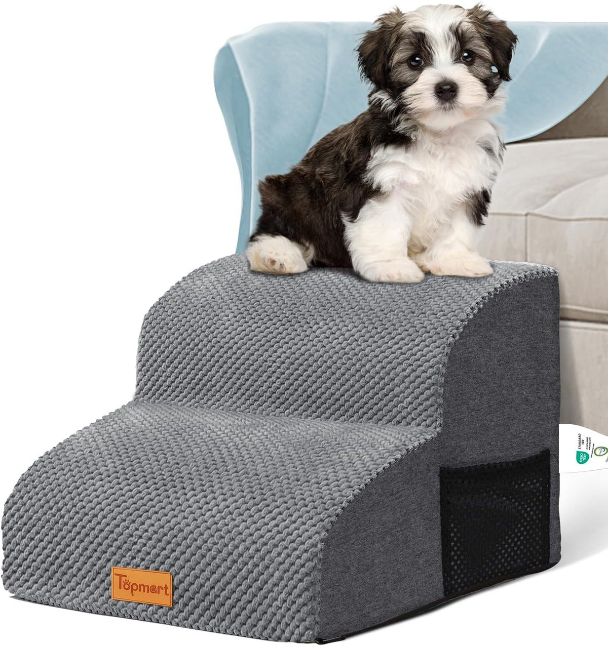 Topmart High Density Foam Pet Steps 2 Tiers,11.8" High,Non-Slip Dog Stairs,Soft Foam Dog Ramp