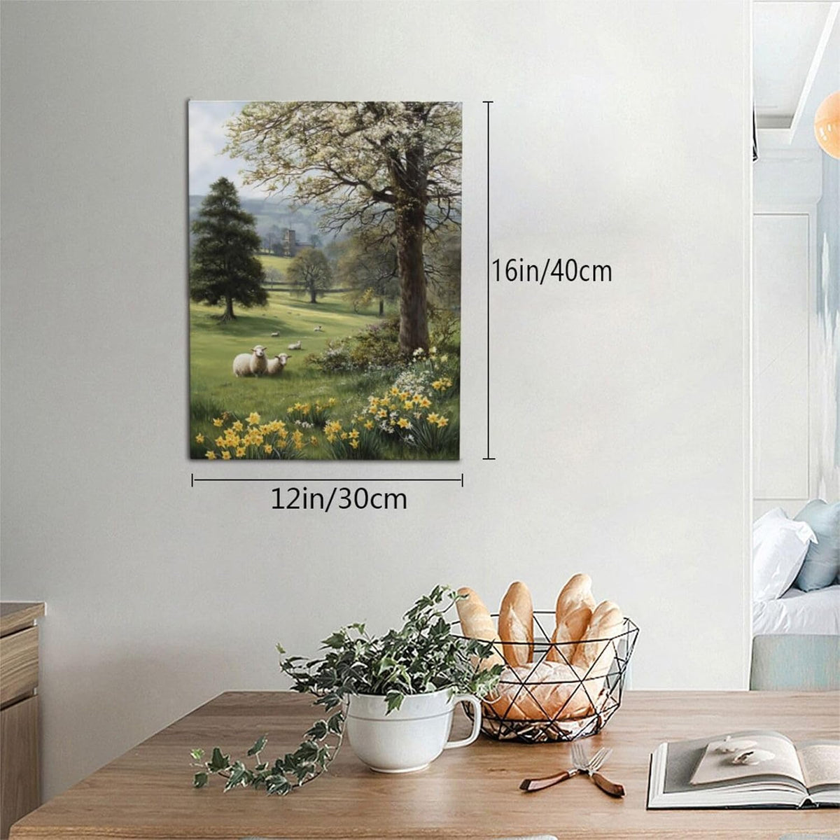 Country Sheep Canvas Wall Decor Farmhouse Rustic Lamb Wildflower Wall Art Nature Countryside