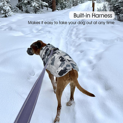 FUAMEY Dog Coat for Small Dogs,Waterproof Dog Winter Jacket with Harness Built in Puppy Cold