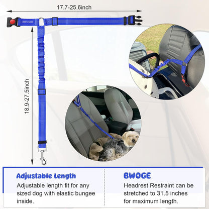 BWOGUE Pet Dog Cat Seat Belts, Car Headrest Restraint Adjustable Safety Leads Vehicle Seatbelt