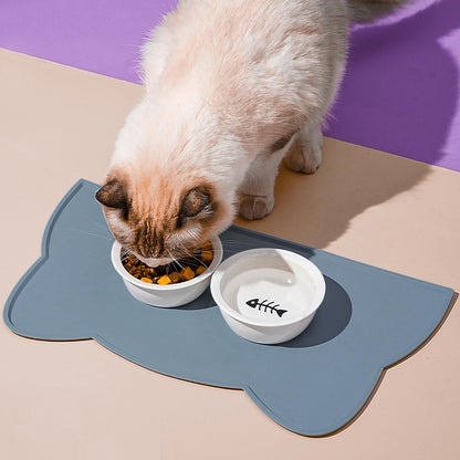 Cat Food Mat, Silicone Pet Feeding Mat for Floor Non-Slip Waterproof Dog Water Bowl Tray Cushion