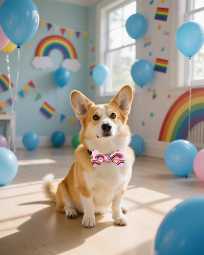 PET SHOW 10 Pack Pride Month Big Dog Bow Ties for Large Medium Dogs Sliding Collar Attachments