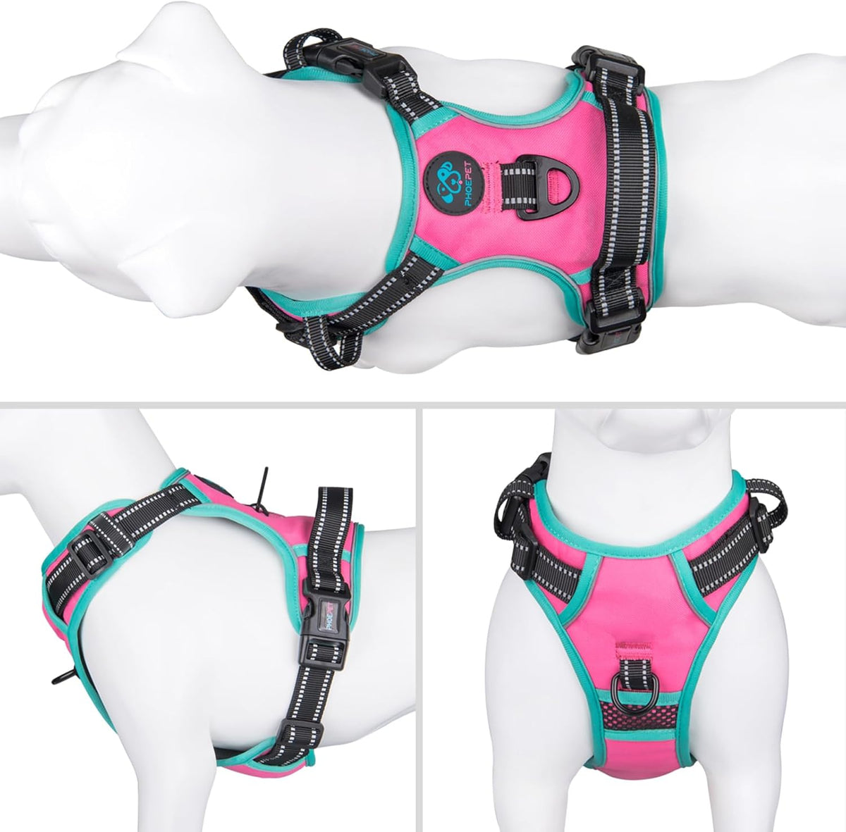 PHOEPET 2019 Upgraded No Pull Dog Harness, Reflective Adjustable Vest, with a Training Handle + 2