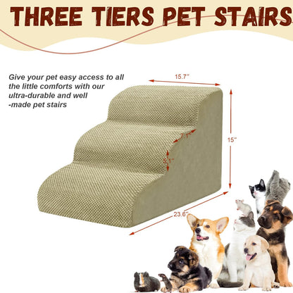 Dog Stairs for Small Dogs - High Density Foam Pet Steps, Extra Wide Dog Ramp with Non-Slip Bottom