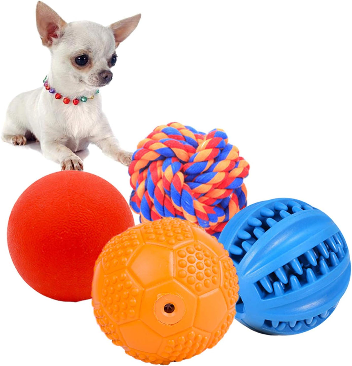 Puppy Balls - Pack with Different Functions & Teething Toys for Small Dogs, Squeaky Dog Balls