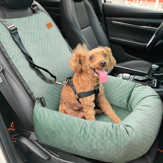 Dog Car Seat for Small Medium Dogs Up to 40lbs, Detachable Washable Soft Pet Booster Travel Bed for