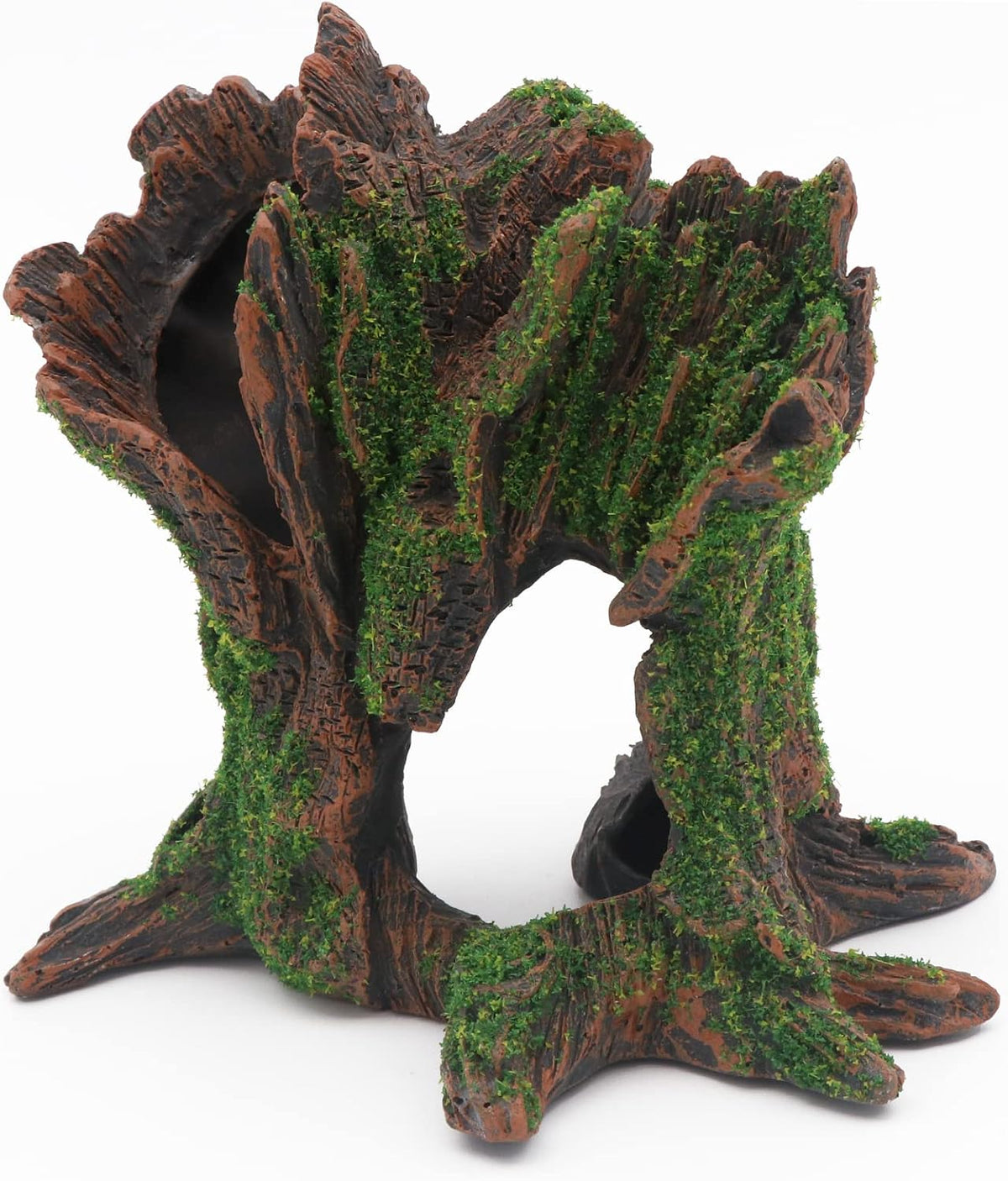 AQUA KT Aquarium Landscape Tree Stump Trunk Hollow Betta Cichlid Cave Rocks for Fish Hiding Tank