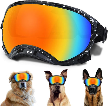 Large Dog Sunglasses with Adjustable Strap UV Protection, Winproof Dog Puppy Sunglasses, Suitable