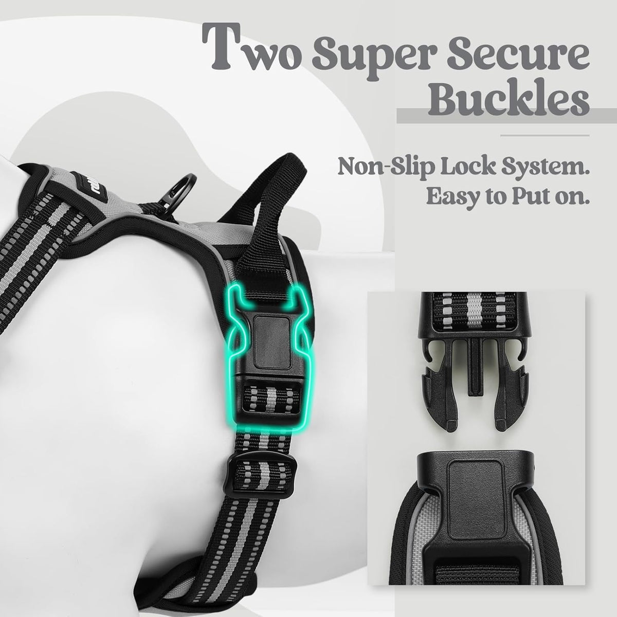 rabbitgoo Dog Harness No Pull with 2 Leash Clips, Adjustable Soft Padded, Reflective Oxford No
