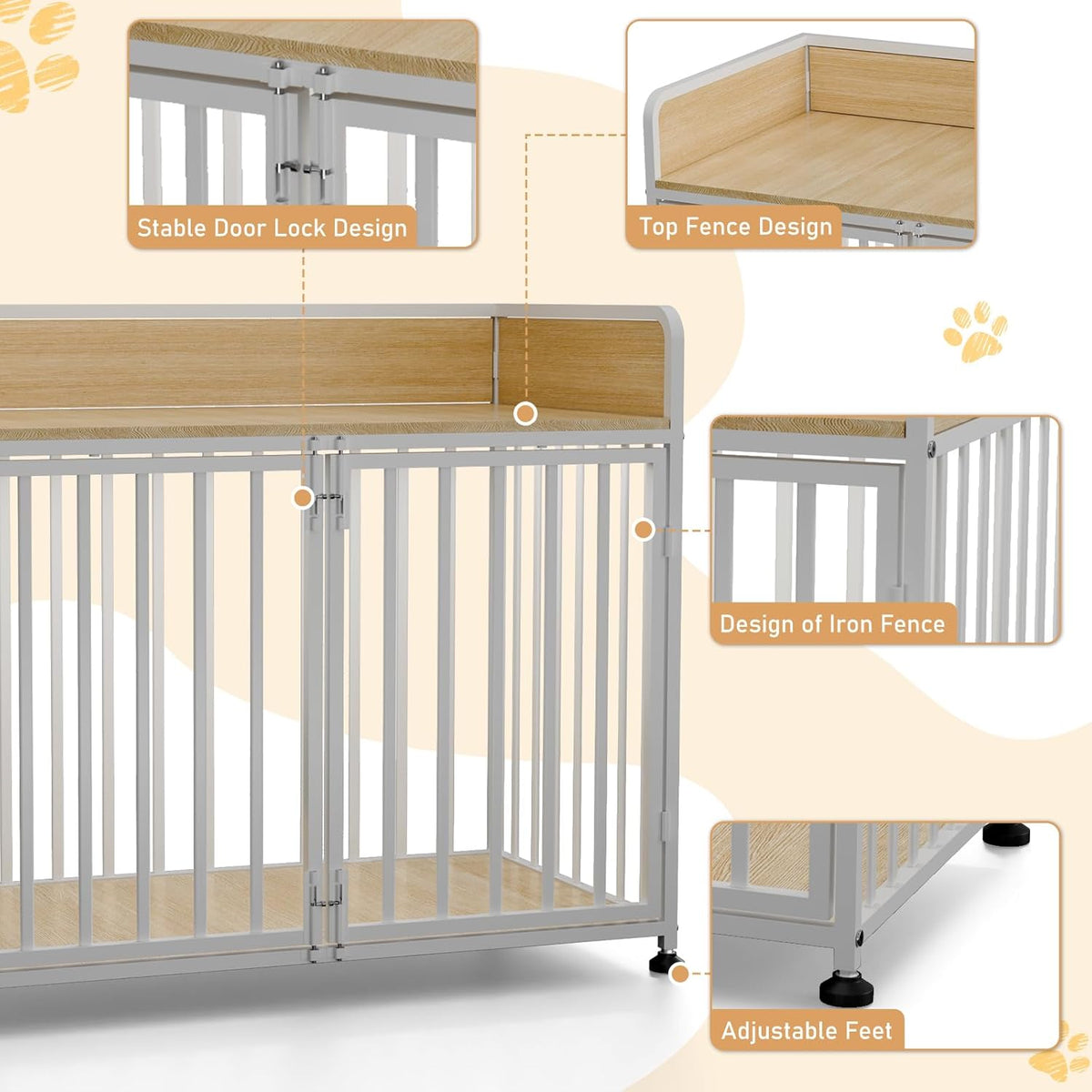 42inch Dog Crate Furniture, Medium Dog Kennel Indoor, Decorative Pet House End Table, Wooden Cage
