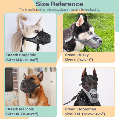 LUCKYPAW Dog Muzzle for Large Medium Small Dogs, Patented Mesh Muzzle to Prevent Biting Chewing