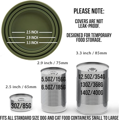 OHMO 2 Pack Dog Food Can Lids, (3, 12, 14oz etc.) Universal Size BPA Free Silicone Covers for Cat