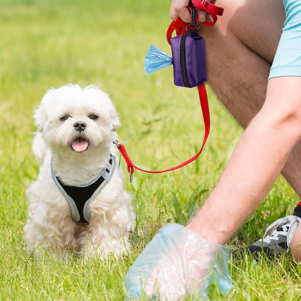 Dog Waste Bag Dispenser Pet Poop Bags Holder for Doggie Waste Bags Dispensers Soft Fabric Zipper