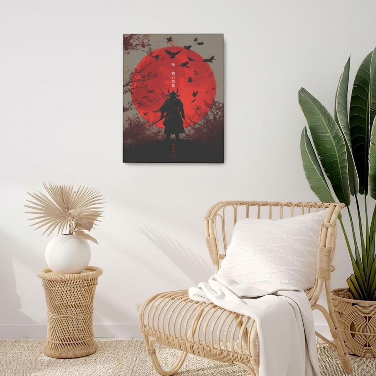 Japanese Armored Samurai Wall Art Modern Japan Warrior Canvas Wall Decor Asian Oriental Bushido