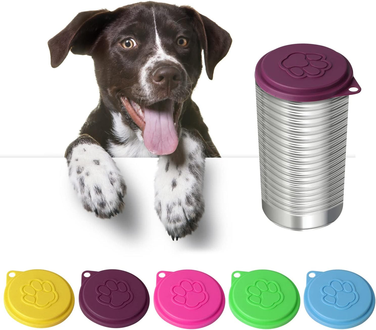 JIAKAI 5 PCS Pet Dog Cat Food Can Cover Pet self-Sealing，Reusable pet Food lids, Environmentally