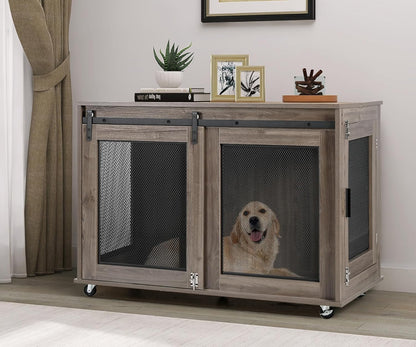 LINLUX 40 Inch Dog Crate Furniture, Wooden Heavy Duty Dog Kennel Indoor, Decorative Dog Cage Table