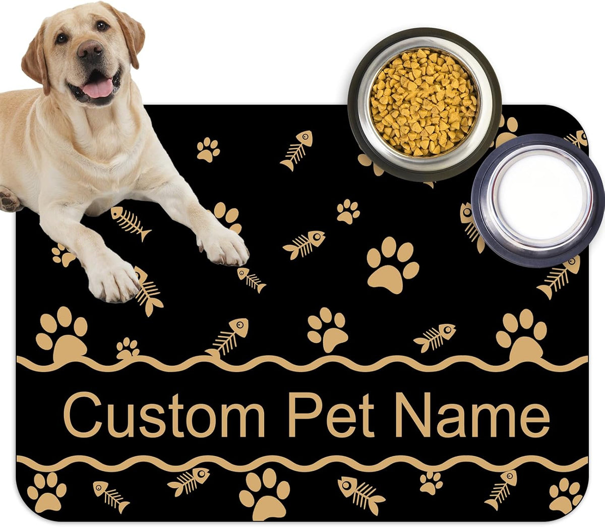 Personalized Dog Cat Feeding Mat Custom Pet Food Mat Waterproof Non-Slip Customized Puppy Name