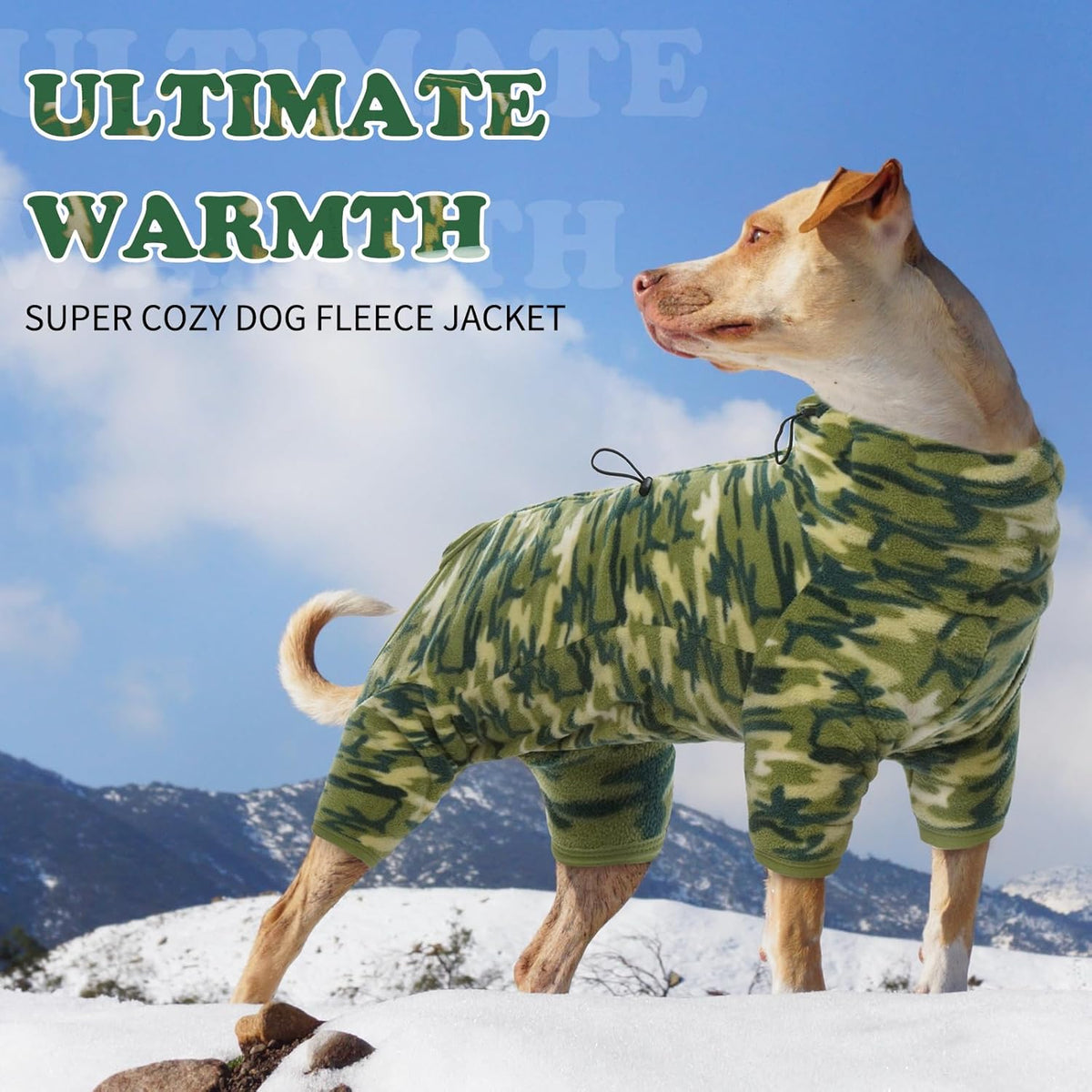 ROZKITCH Dog Long Sleeve Pajamas, Pet Windproof Warm Cold Weather Jacket Vest with Luminous Zipper