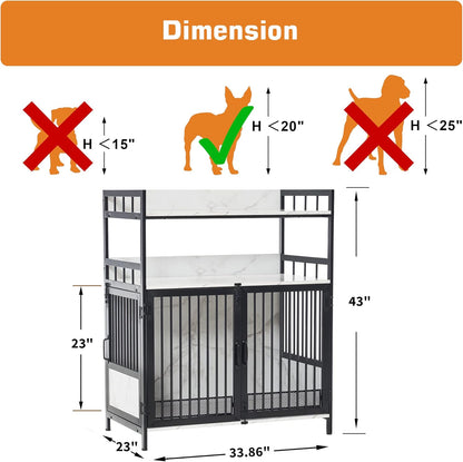 MCombo Furniture Style Dog Crate with Storage Shelves, Heavy Duty Wooden Dog Cage End Table, Triple