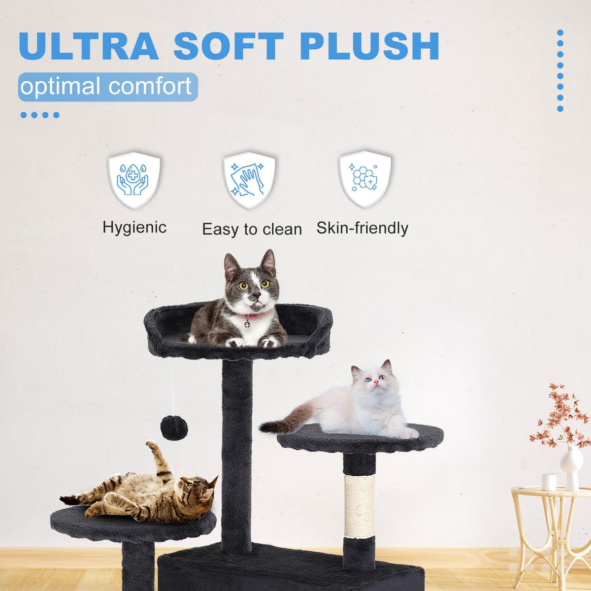 FDW Cat Tree 54in Cat Tower Multi-Level Durable Cat Scratching Post & Cozy Fun Cat Jumping Platform