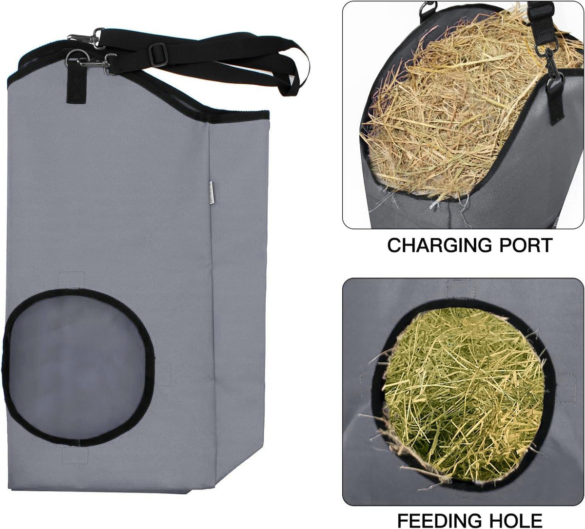 3 Packs Goat Hay Feeder,Hay Bags for Goats,Horses,Sheep,Premium 600D Oxford Cloth,with Metal