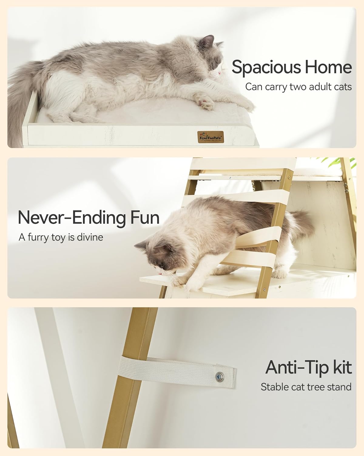 FourFurPets 72.4" Cat Tree, Modern Cat Tower for Indoor Cats, Multi-Level Cat Condo with Caves