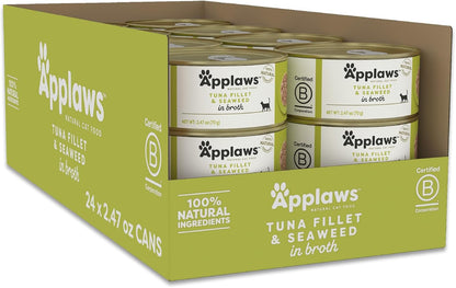 Applaws Natural Wet Cat Food, 24 Count, Limited Ingredient Canned Wet Cat Food, Tuna with Seaweed