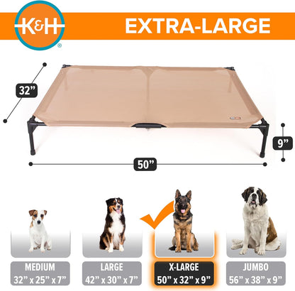 K&H Pet Products Outdoor Elevated Dog Cot, Cooling Raised Bed with Waterproof Breathable Mesh for