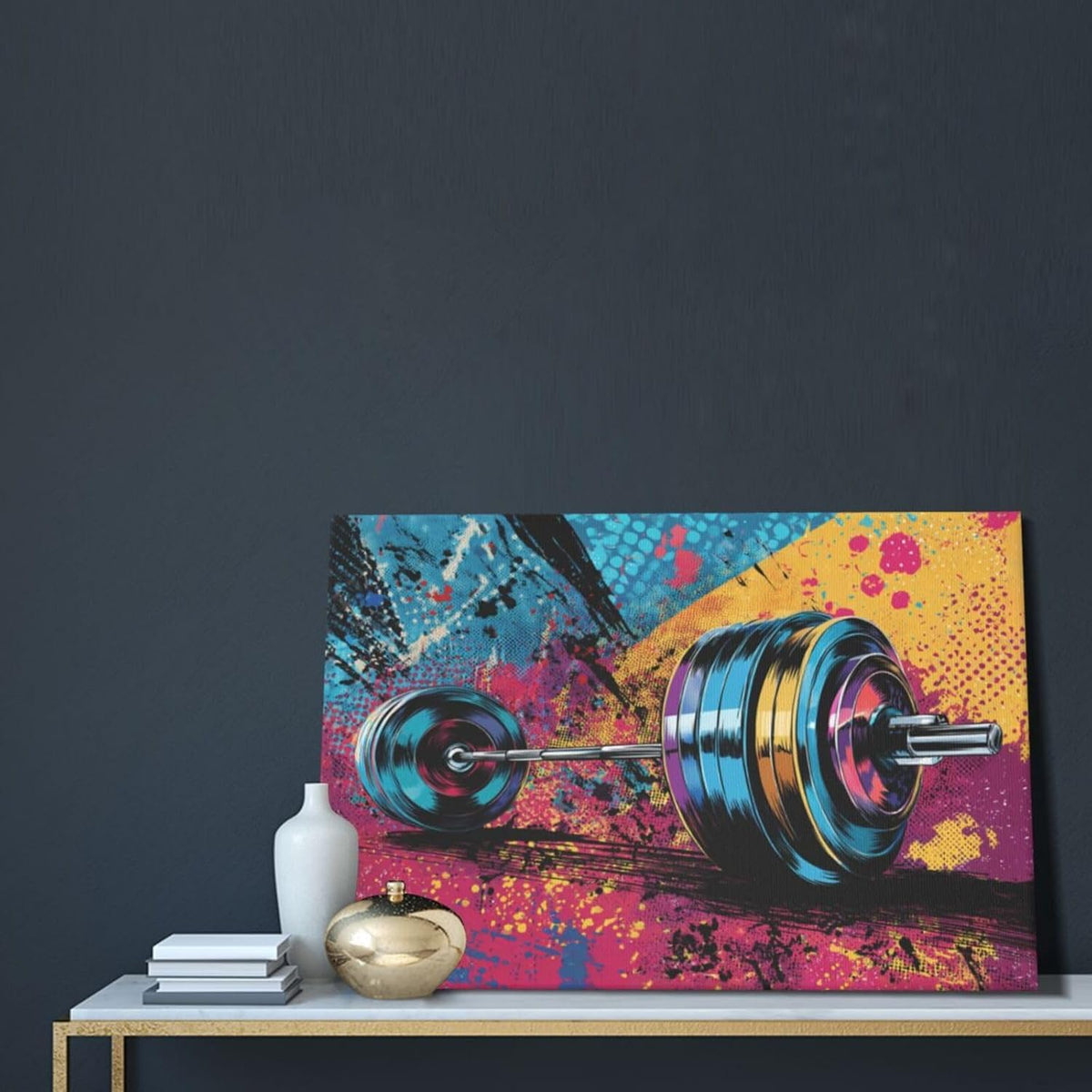 Gym Wall Art Weightlifting Fitness Canvas Wall Decor Barbell Sports Training Pictures Painting