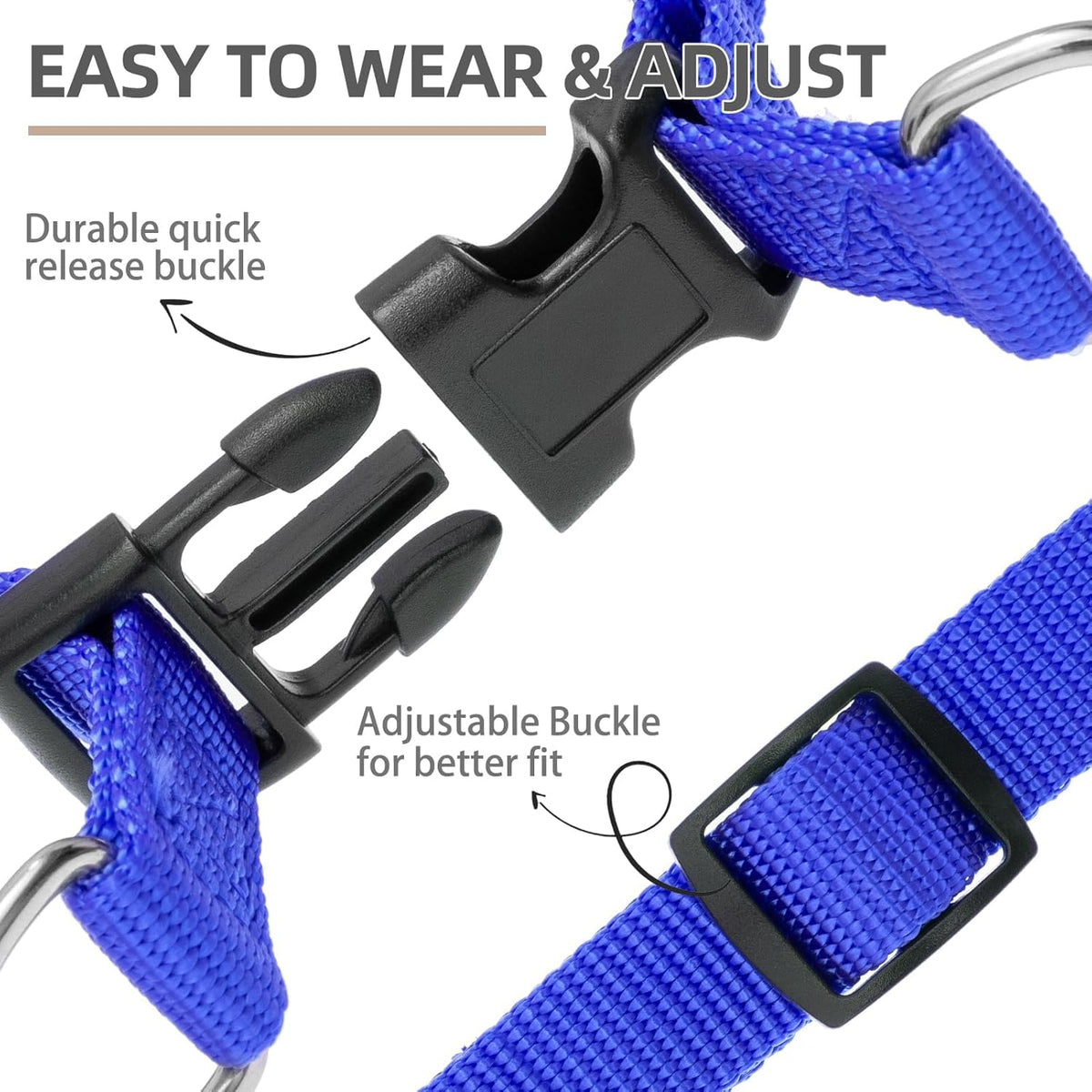 PUPTECK No Pull Dog Harness Soft Adjustable Basic Nylon Step in Puppy Vest Outdoor Walking with ID