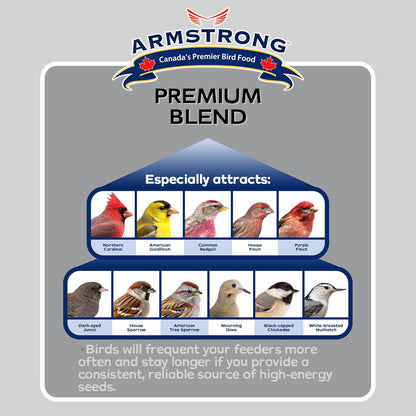 Armstrong Wild Bird Food Premium Blend, 14.3 Pounds - with White Millet, Black Oil Sunflower