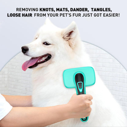 Dogs Self Cleaning Slicker Brush for Shedding & Grooming Short Long Haired Pets, Removes Loose Fur