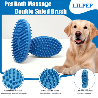Dog Grooming Brush, Lilpep Pet Shampoo Bath Brush Soothing Massage Rubber Comb with Adjustable Ring