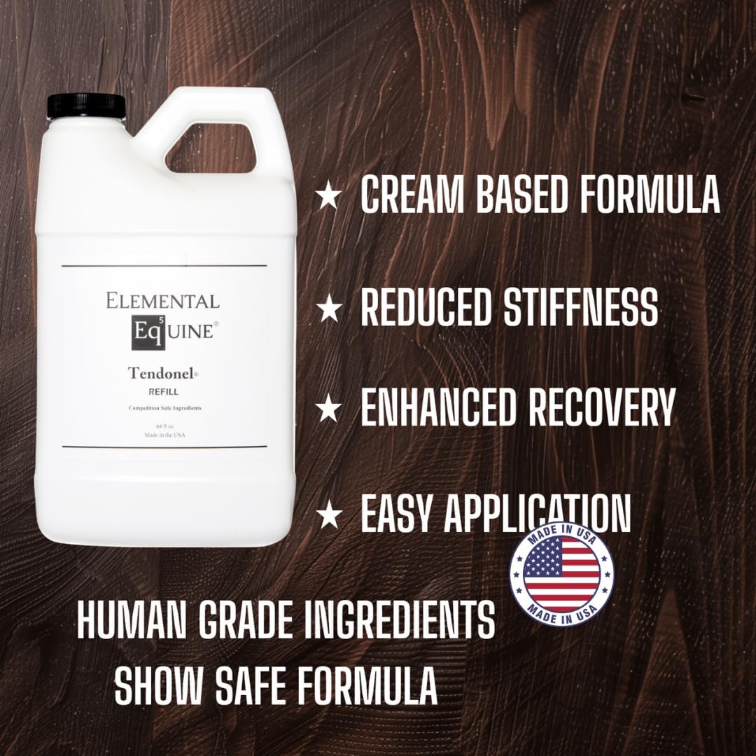 Elemental Equine Tendonel 64oz Liniment Rub for Horses - Soothe and Relax Tired Muscles While