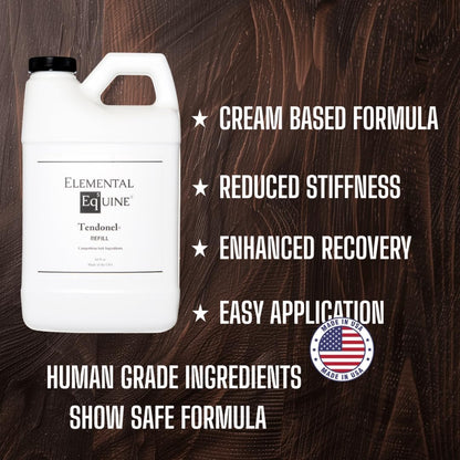 Elemental Equine Tendonel 64oz Liniment Rub for Horses - Soothe and Relax Tired Muscles While