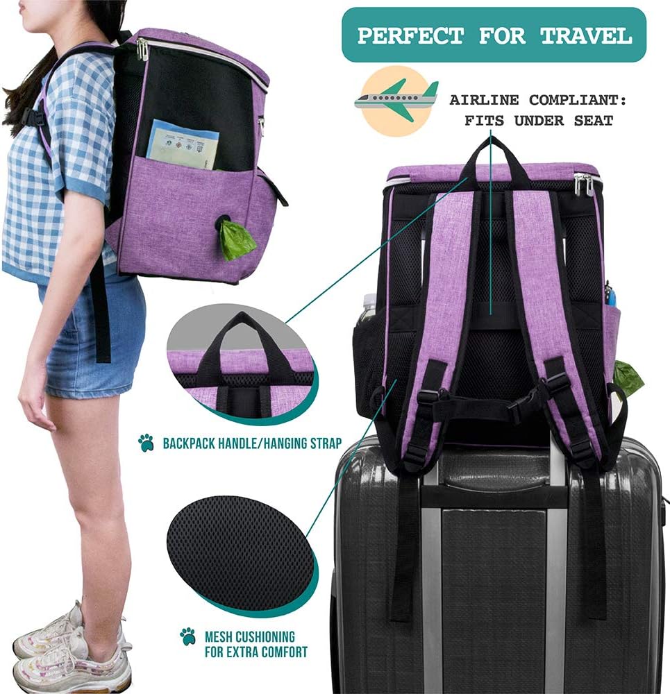 PetAmi Dog Travel Bag Backpack, Airline Approved Dog Bags for Traveling, Puppy Diaper Bag Supplies
