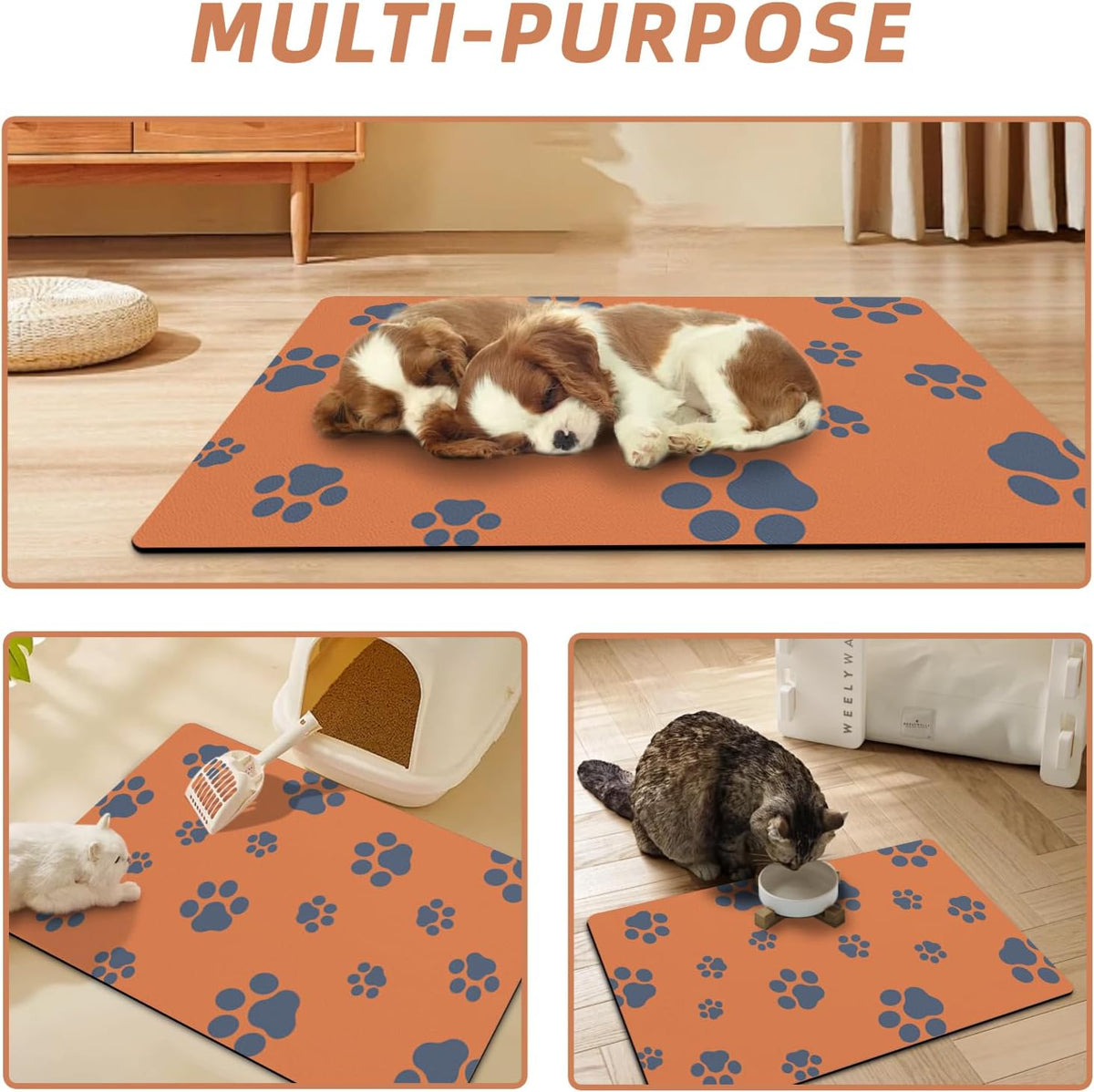 12"×20" Dog Food Mat-Absorbent Dog Mat for Food and Water, No Stains Quick Dry Cat Bowl Mat Non